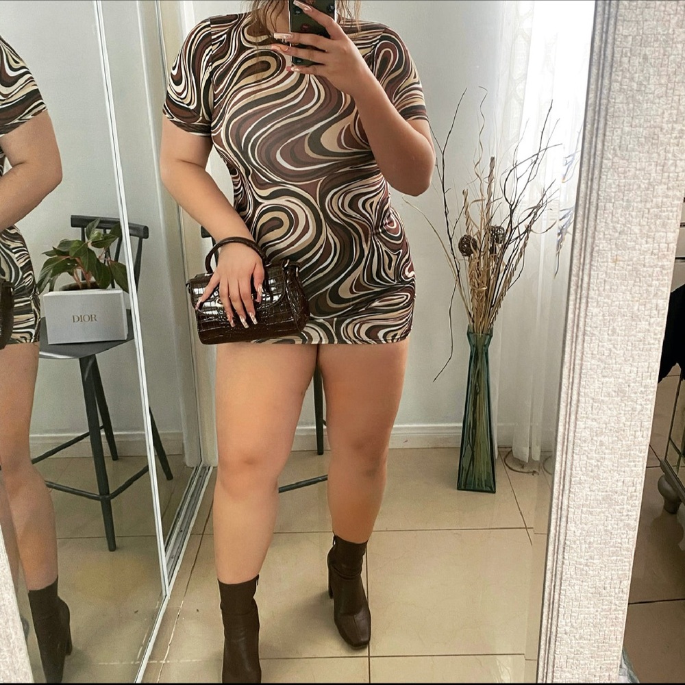 Swirl Pattern Mini Dress